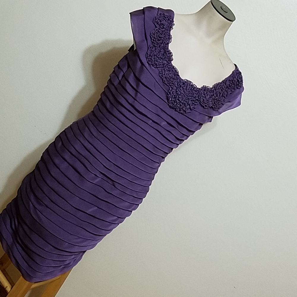 Adrianna Papell Purple Ruffled Tiered Midi Dress